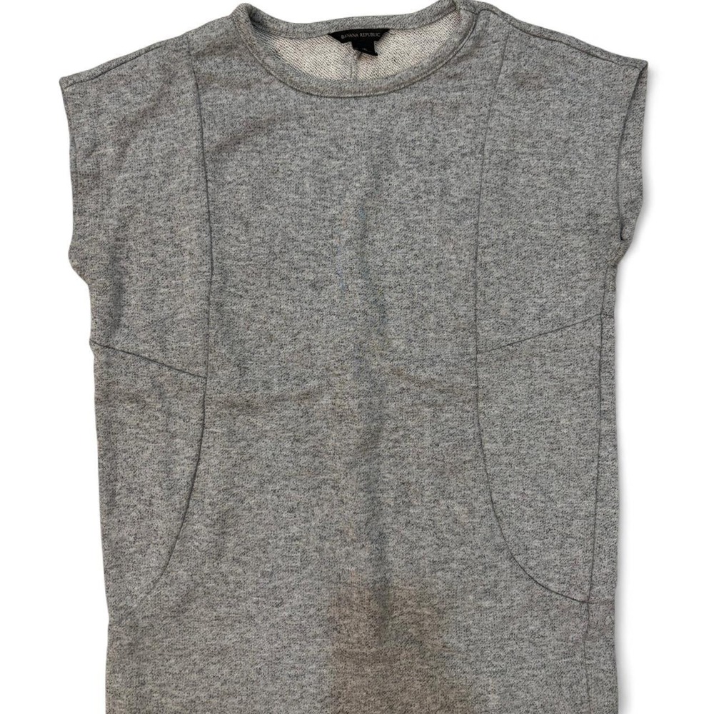 Banana Republic Gray Marl Short Sleeve Sweatshirt Seam Detail Top XS